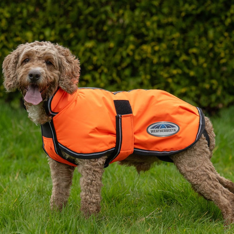 WeatherBeeta ComFiTec Reflective Parka 300D Deluxe Dog Coat, Orange, 26" - Image 3